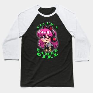 Yes Im A Gamer Girl Lime Baseball T-Shirt